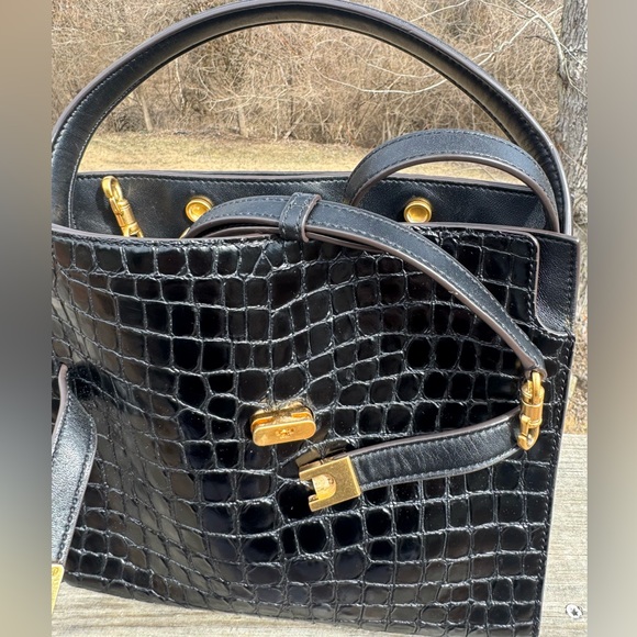 Tory Burch Lee Radziwill Croc-Embossed Leather Bag - Picture 2 of 15